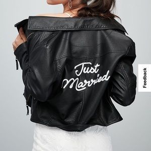 Just Married Embroidered Vegan Leather Moto Jacket
DAVID'S BRIDAL